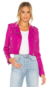 LAMARQUE Ciara Leather Jacket in Fuchsia Veste en cuir Lamarque Ciara en fuchsia 紫红色的拉马克·西亚拉（Lamarque Ciara）皮夹克
