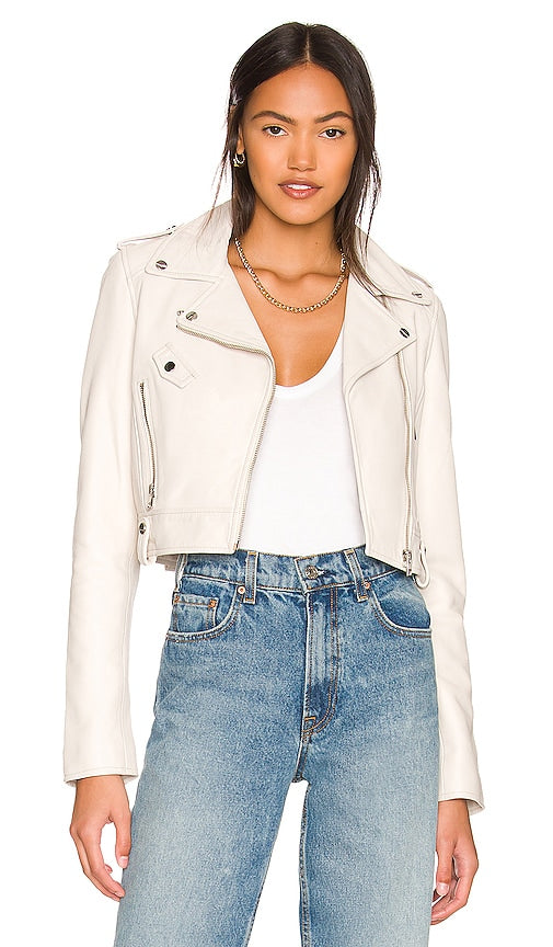 LAMARQUE Ciara Moto Jacket in Cream Lamarque Ciara Moto Veste en crème 拉马克·西亚拉（Lamarque Ciara）摩托夹克