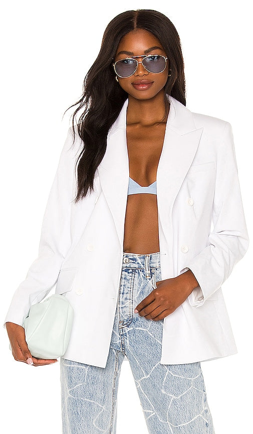 L'Academie Coco Double Breasted Blazer in White L'Académie Coco Blazer à double seins en blanc L'Academie Coco Double Blesped西装外套白色