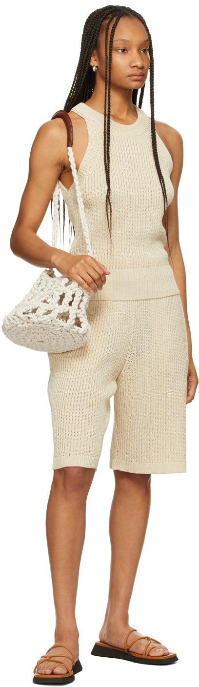 LE17SEPTEMBRE Beige Linen-Blend Rib Kit Shorts