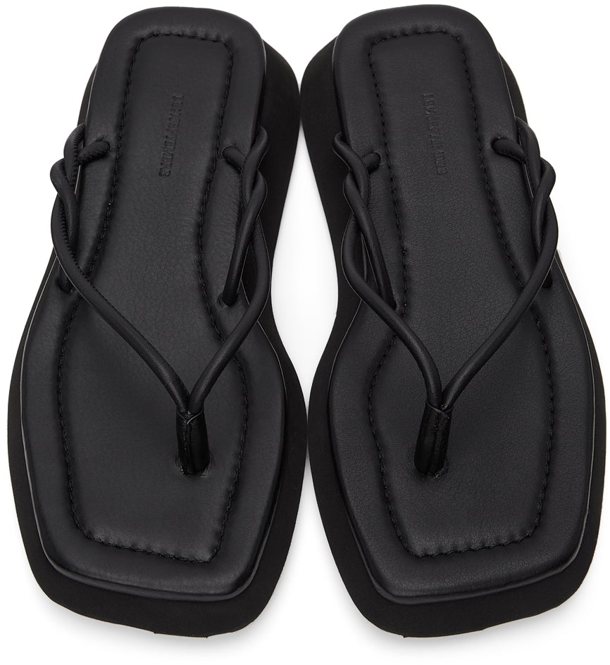 LE17SEPTEMBRE Black Braided Leather Flip-Flops