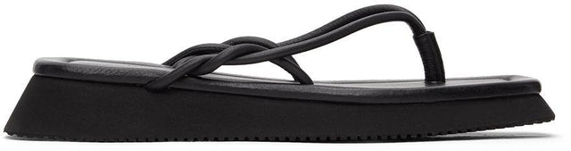 LE17SEPTEMBRE Black Braided Leather Flip-Flops - Le17septTembre Noir Tressé Tradition - Le17Septembre 블랙 꼰 가죽 플립 플롭