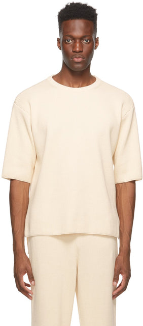 LE17SEPTEMBRE Off-White Knit T-Shirt - T-shirt en tricot de Le17septembre - Le17Septembre 오프 화이트 니트 티셔츠