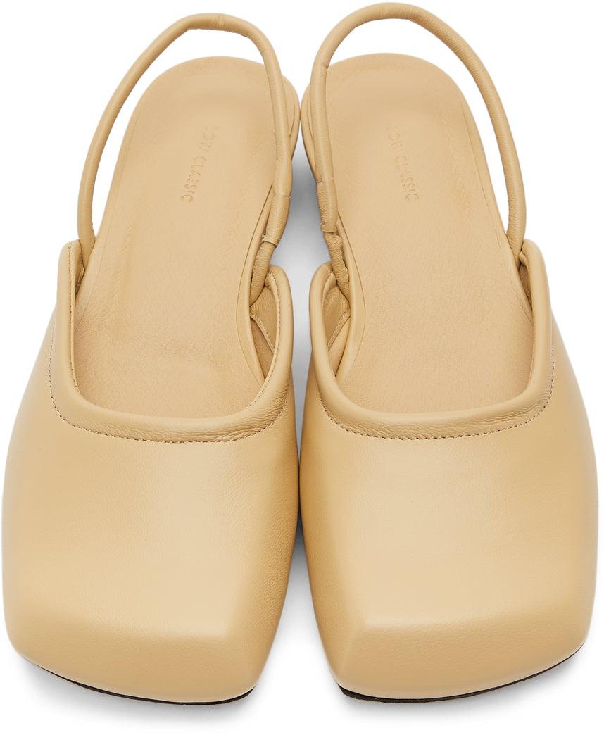 LOW CLASSIC Beige Squared Toe Slippers