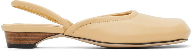 LOW CLASSIC Beige Squared Toe Slippers - Pantoufles à bout carré beige classiques - 낮은 클래식 베이지 제자 발가락 슬리퍼