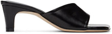 LOW CLASSIC Black Slide Heeled Sandals - Sandales à talon coulissantes noires classiques - 낮은 클래식 블랙 슬라이드 샌들 샌들