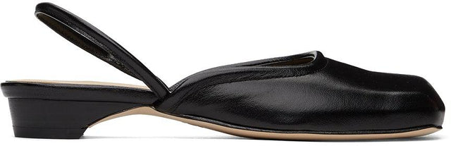 LOW CLASSIC Black Squared Toe Slippers - Pantoufles à bout carré noir classiques - 낮은 클래식 블랙 제곱 발가락 슬리퍼