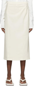 LOW CLASSIC Off-White Wool Slim Line Skirt - Jupe de ligne mince de laine basse blanche basse classique - 낮은 클래식 오프 화이트 울 슬림 라인 스커트