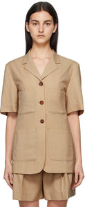 LVIR Beige Wool Half Sleeve Shirt - Chemise à semi-manches en laine Beige Lvir - Lvir 베이지 양모 반 소매 셔츠