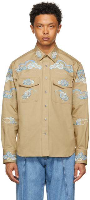 Lanvin Beige Embroidered Shirt - Chemise brodée de Lanvin Beige - Lanvin Beige 수 놓은 셔츠