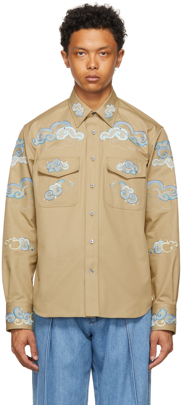 Lanvin Beige Embroidered Shirt - Chemise brodée de Lanvin Beige - Lanvin Beige 수 놓은 셔츠
