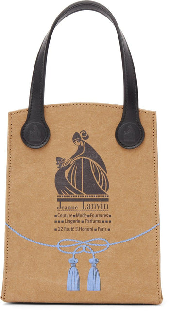 Lanvin Brown Paper Logo Tote - Lanvin Brown Paper Logo Fourre-tout - Lanvin 갈색 종이 로고 토트