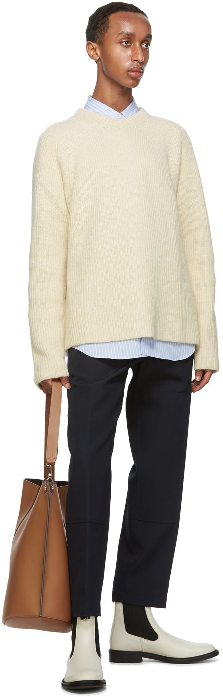 Lanvin Navy Wool Patch Chino Trousers