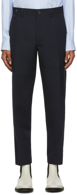 Lanvin Navy Wool Patch Chino Trousers - Patch de laine de laine de la marine Lanvin Chino - Lanvin Navy Wool Patch Chino 바지