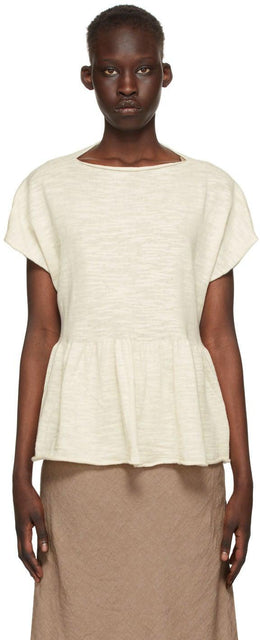 Lauren Manoogian Off-White Tier T-Shirt - T-shirt Lauren Manoogian Off-White Tier - Lauren Manoogian 오프 화이트 티어 티셔츠