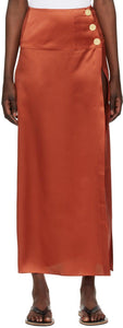 Le Kasha Orange Silk Coin Tacheng Skirt - Jupe de tacheng de monnaie de soie de la soie d'orange de Le Kasha - 르 카샤 오렌지 실크 동전 Tacheng 스커트