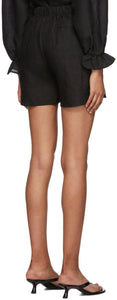 Le Petit Trou Black Linen Lucie Shorts