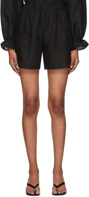 Le Petit Trou Black Linen Lucie Shorts - Le Petit Trou noir Linge Lucie Shorts - le petit trou 검은 린넨 루시 반바지