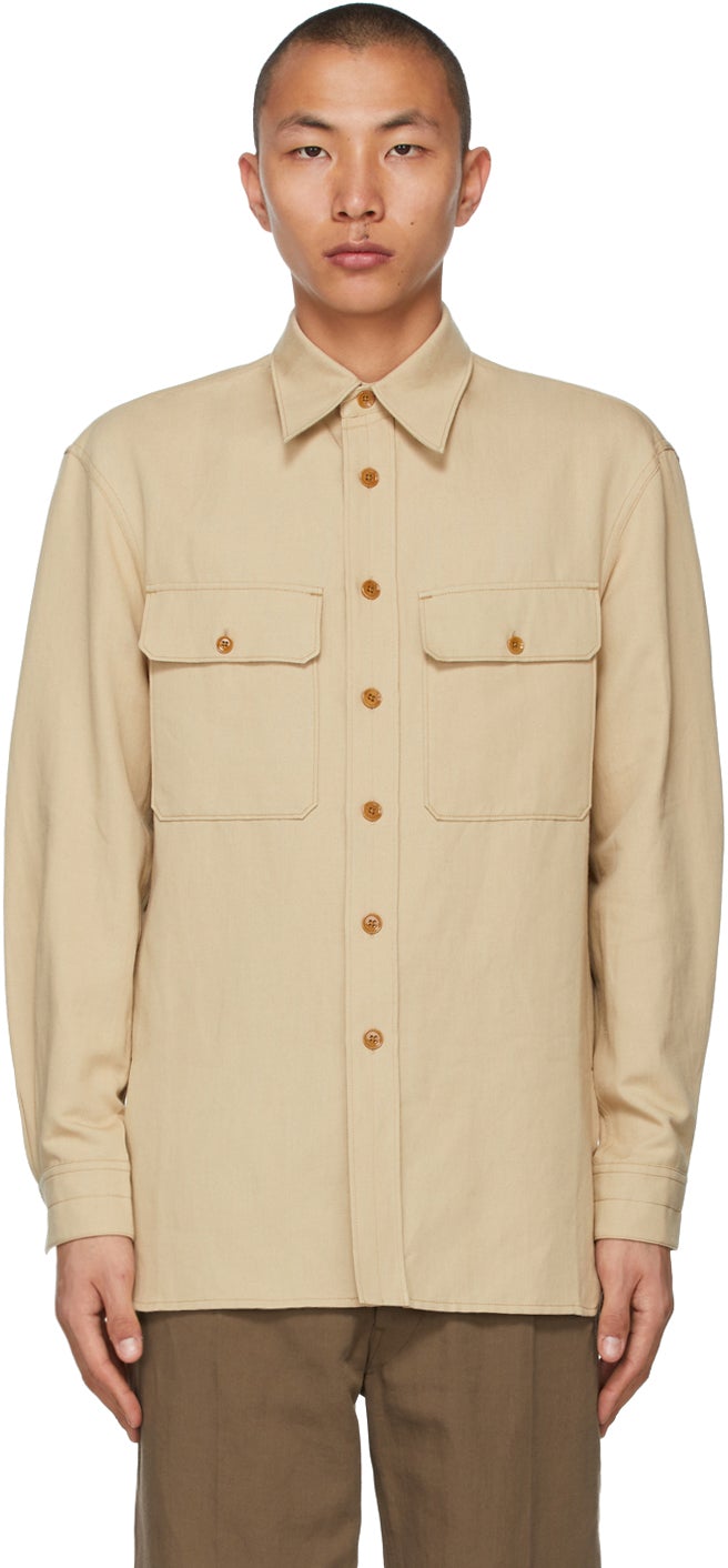 Lemaire Beige Officer Shirt – BlackSkinny Lemaire Beige Officer Shirt – BlackSkinny