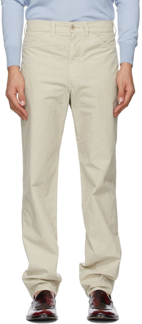 Lemaire Beige Tapered 5 Pocket Trousers - Lemaire beige conique 5 pantalons de poche - Lemaire Beige가 5 개의 포켓 바지가 테이퍼되었습니다