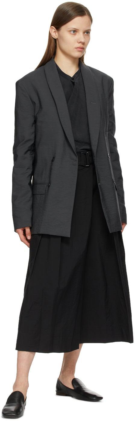 Lemaire Black Asymmetrical Bermuda Shorts