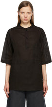 Lemaire Black Henley T-Shirt - T-shirt Lemaire Noir Henley - lemaire 검은 헨리 티셔츠