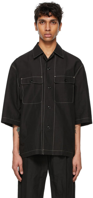Lemaire Black Pyjama Short Sleeve Shirt - Chemise à manches courtes de Pajama noir Lemaïde - lemaire 검은 파자마 반소매 셔츠