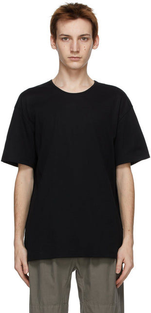 Lemaire Black Rib Jersey T-Shirt - T-shirt Jersey noire de Lemaire Noir - lemaire 블랙 리브 저지 T 셔츠