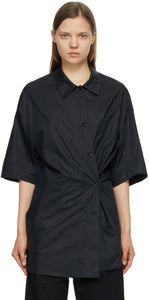 Lemaire Black Silk Twisted Maxi Shirt - Maxi torsadée en soie noire Lemaire - lemaire 검은 실크 트위스트 맥시 셔츠 트위스트