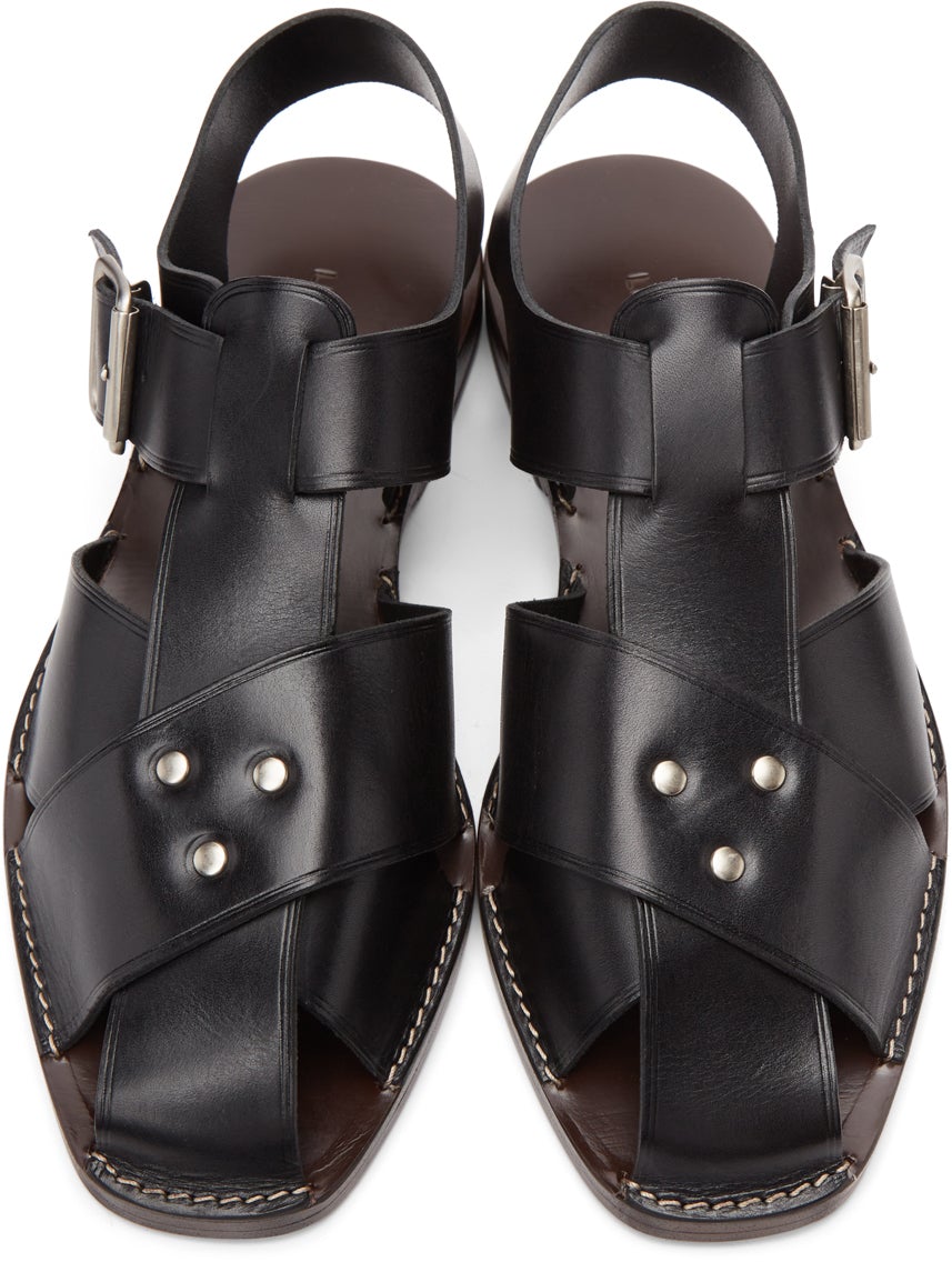 LEMAIRE open-toe leather sandals - Black