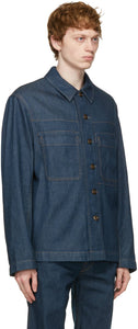 Lemaire Blue Denim Workwear Overshirt Jacket