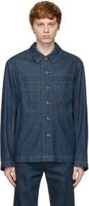 Lemaire Blue Denim Workwear Overshirt Jacket - Lemaire Blue Denim Workwear Verre Veste - lemaire 블루 데님 workwear 오버 셔츠 자켓