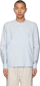 Lemaire Blue Wrapover Shirt - Chemise d'étouffe bleue Lemaire - lemaire 블루 wrapover 셔츠입니다