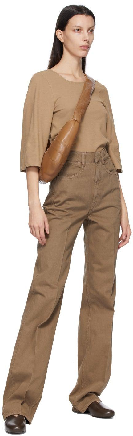 Lemaire Brown CrÃªpe Jersey Three-Quarter Sleeve T-Shirt