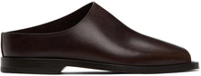 Lemaire Brown Leather Flat Mules - Mules plates en cuir marron Lemaïde - lemaire 갈색 가죽 플랫 노새