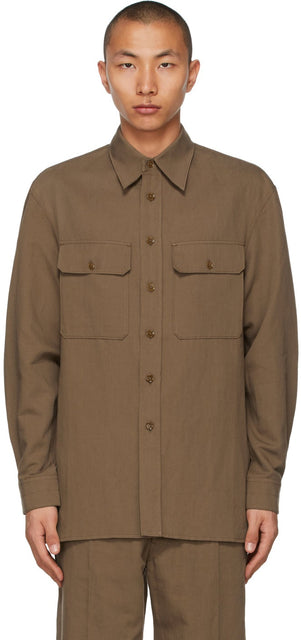 Lemaire Brown Officer Shirt - Chemise d'officier marron Lemaire - lemaire 갈색 장교 셔츠