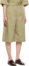 Lemaire Green Silk Pleated Bermuda Shorts