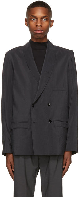 Lemaire Grey Belted Double-Breasted Blazer - Blazer à double boutonnage de Lemaire gris - lemaire 그레이 벨트 더블 브레스트 블레이저