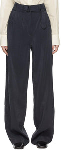 Lemaire Navy Silk Loose Trousers - Pantalon Lemaire Navy Silk en soie - Lemaire 해군 실크 느슨한 바지