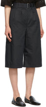 Lemaire Navy Silk Pleated Bermuda Shorts