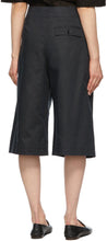 Lemaire Navy Silk Pleated Bermuda Shorts