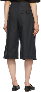 Lemaire Navy Silk Pleated Bermuda Shorts