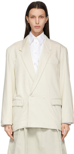 Lemaire Off-White Denim DB Jacket - Veste de DB DBIM de Lemaire Off-blanche - Lemaire 오프 화이트 데님 DB 자켓