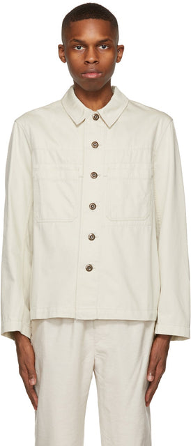 Lemaire Off-White Denim Workwear Jacket - Veste de vêtements de travail en denim blanc cassé lemaire - Lemaire 오프 화이트 데님 Workwear 자켓