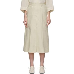 Lemaire Off-White Linen Pleated Shorts