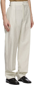 Lemaire Off-White Pleated Military Chino Trousers