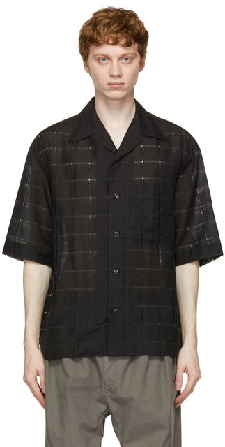 Lemaire SSENSE Exclusive Black Woven Short Sleeve Shirt - Chemise à manches courtes exclusive de Lemaire Ssense - Lemaire Ssense 독점적 인 블랙 짠 짧은 소매 셔츠