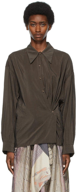 Lemaire SSENSE Exclusive Taupe Twisted Shirt - Chemise torsadée exclusive de Taupe Taupe Lemaire Ssense - Lemaire Ssense 독점적 인 Taupe 트위스트 셔츠