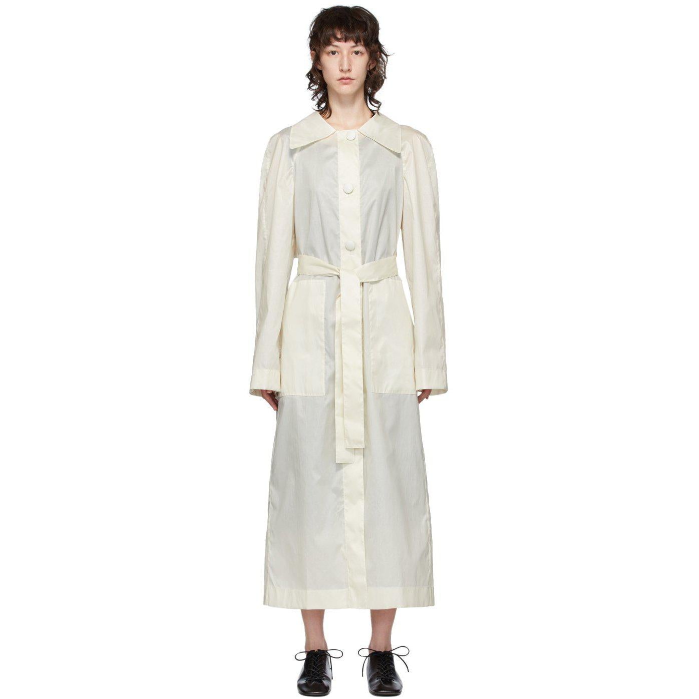 White silk sales duster coat