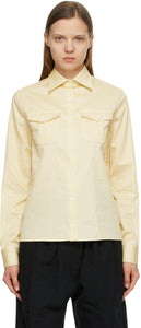 Lemaire Yellow Satin 2 Pocket Shirt - Lemaire Jaune Satin 2 Chemise de poche - lemaire 노란색 새틴 2 포켓 셔츠